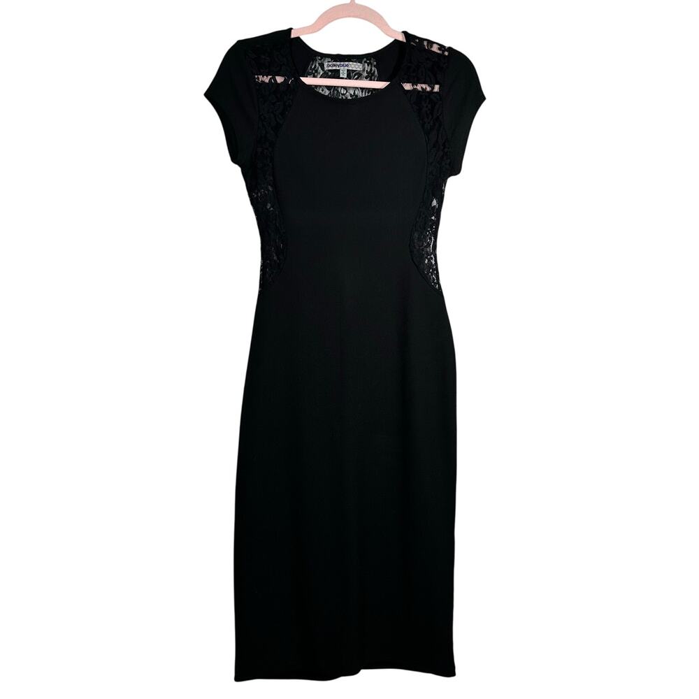 BAILEY BLU Black Short Sleeve Lace Bodycon Maxi Dress M